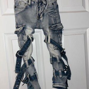 Stylish Kids Denim Jeans with Strap Details